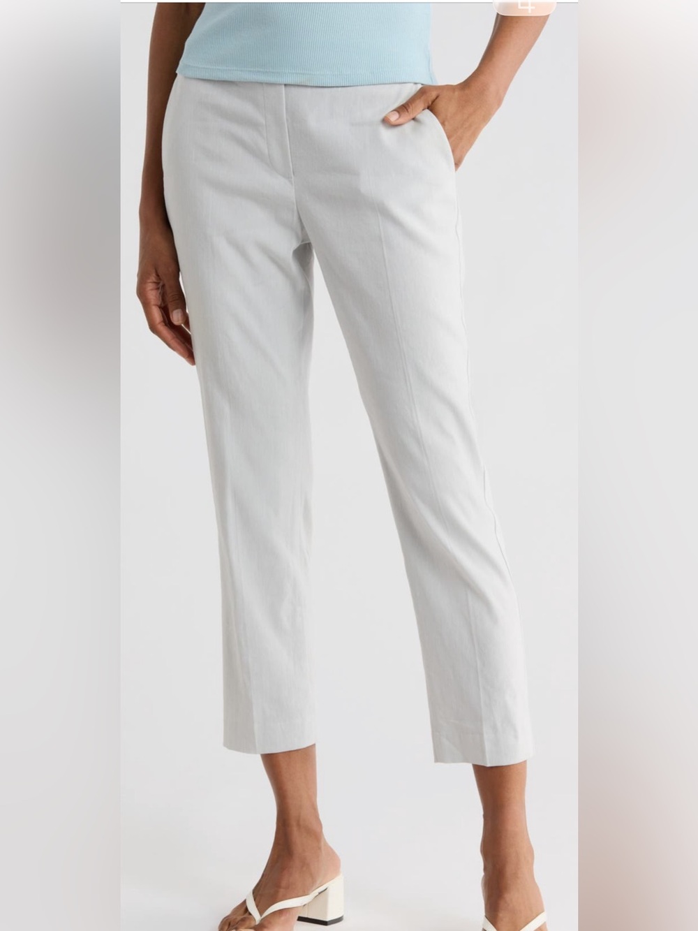 Theory Treeca linen blend cropped pull on pant Size 2